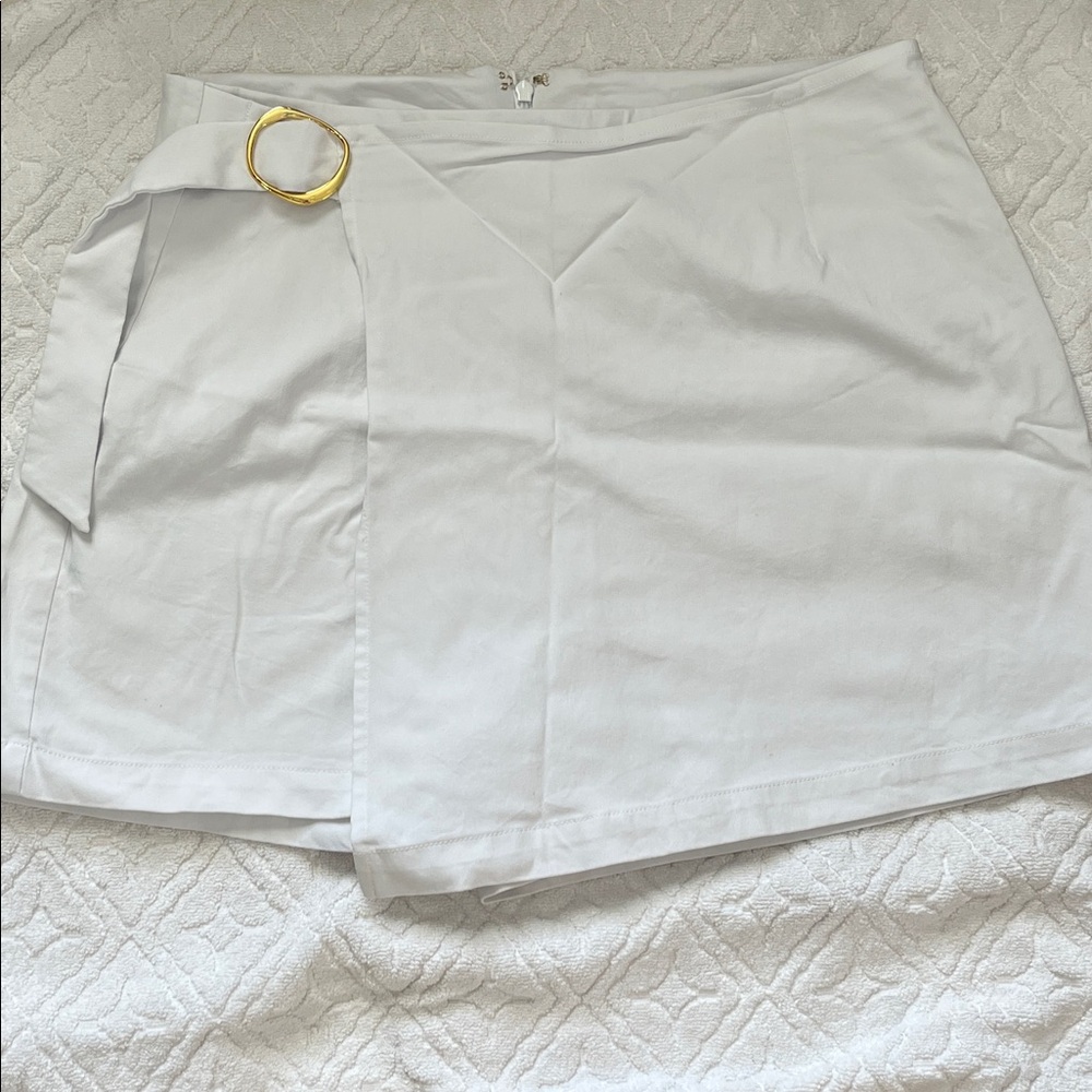 White Skort with Gold Ring Detail